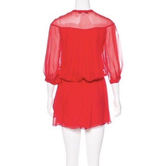 Diane Von Furstenberg | DVF Desma Keyhole Dress Silk Size 2 Red - Picture 3 of 9